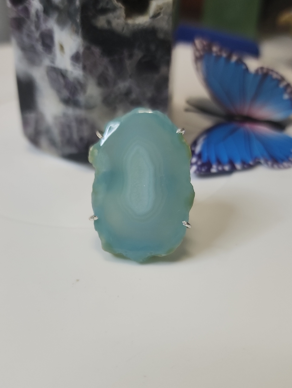 Blue Agate Statement Ring - Women Jewelry